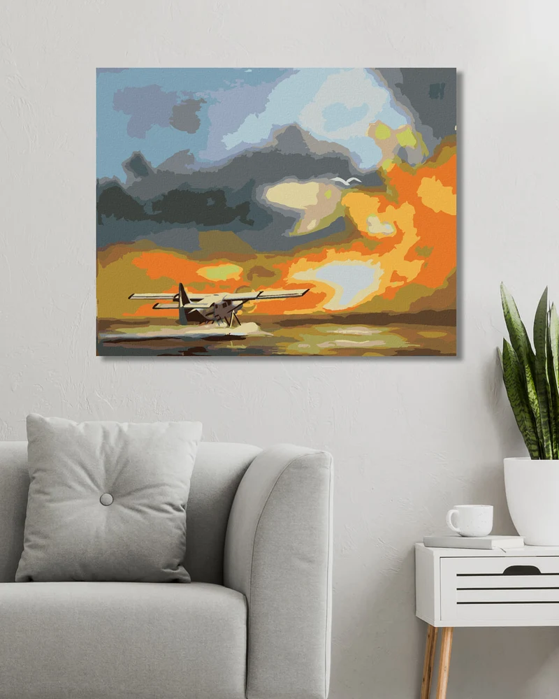 Diamond painting - FLUGZEUG UND SONNENUNTERGANG (D. RUSTY RUST)