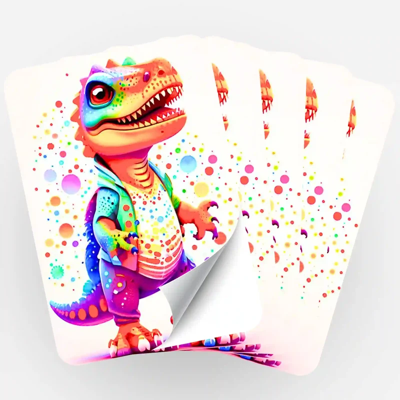 Aufkleber 5er-Set - Kunterbunter Dinosaurier