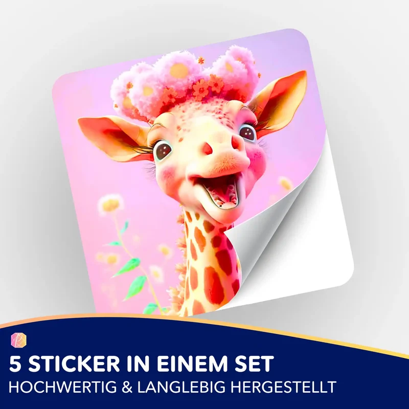 Aufkleber 5er-Set - Fröhliche Giraffe