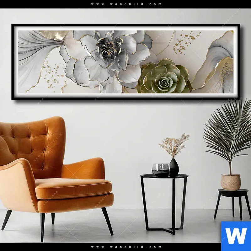 Poster | Fluid Art - Sukkulentenblüten | Panorama