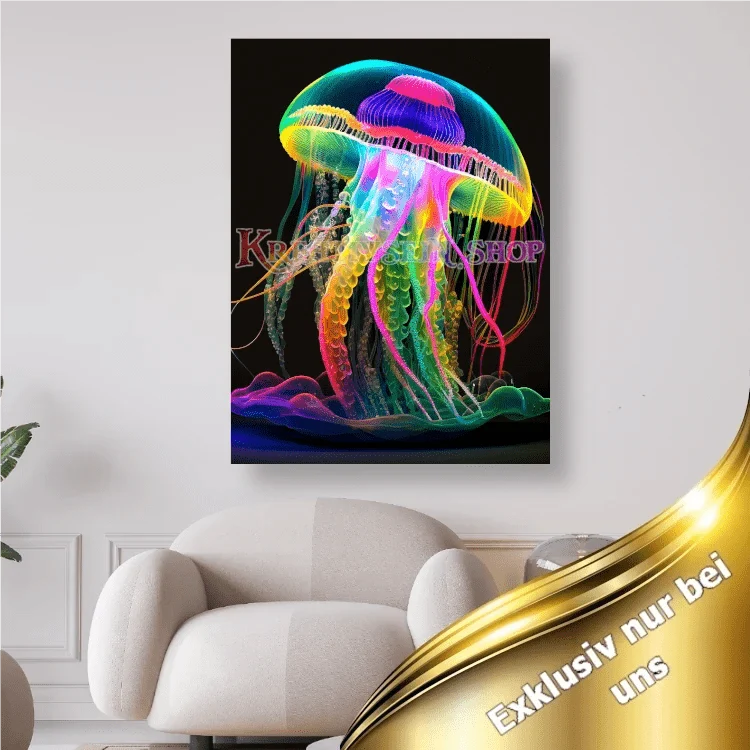 Qualle in Regenbogenfarben - 5D Diy Diamond Painting