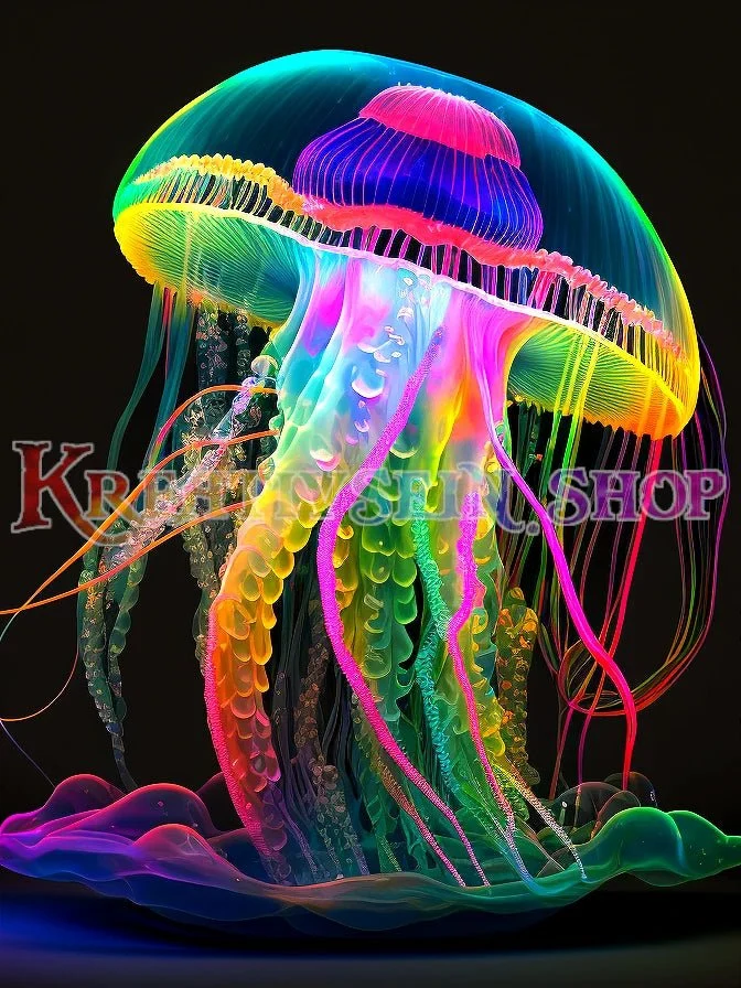 Qualle in Regenbogenfarben - 5D Diy Diamond Painting