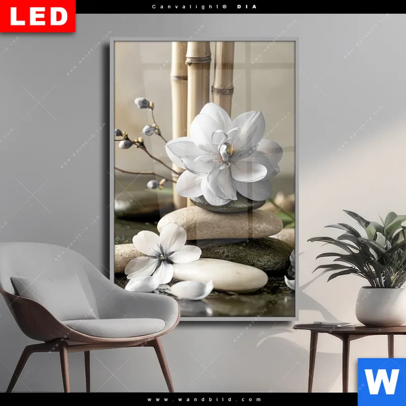 Wechselmotiv Acrylglas Canvalight® DIA | Blüten der Stille | Hochformat
