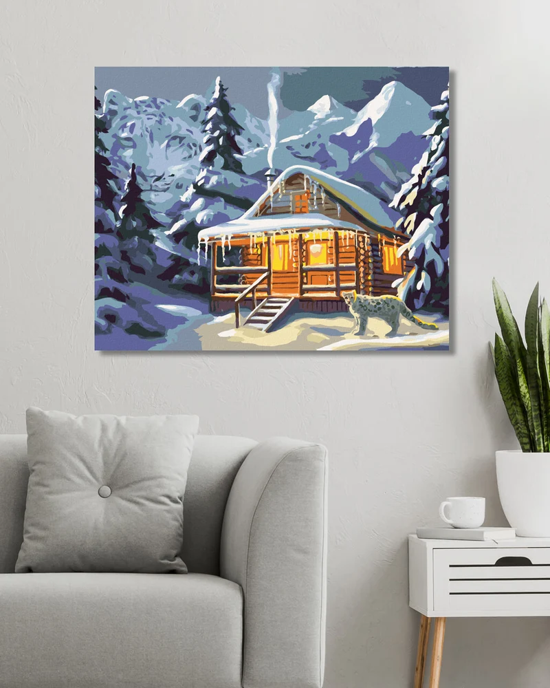 Diamond painting - LEOPARD BEI EINER SCHNEEHÜTTE (D. RUSTY RUST)