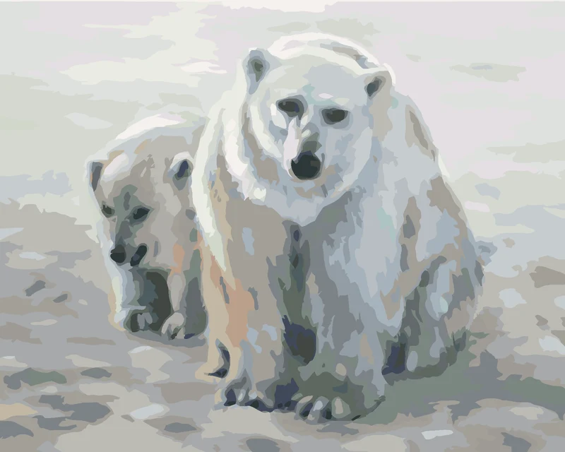 Diamond painting - EISBÄR MIT JUNGTIER (D. RUSTY RUST)