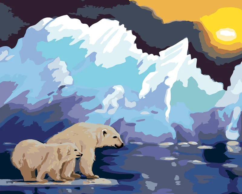 Diamond painting - EISBÄR AUF DEM EIS UND GLETSCHER (D. RUSTY RUST)