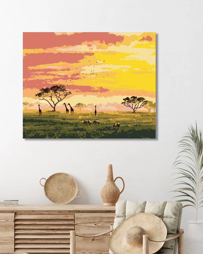 Diamond painting - GIRAFFEN UND ZEBRAS