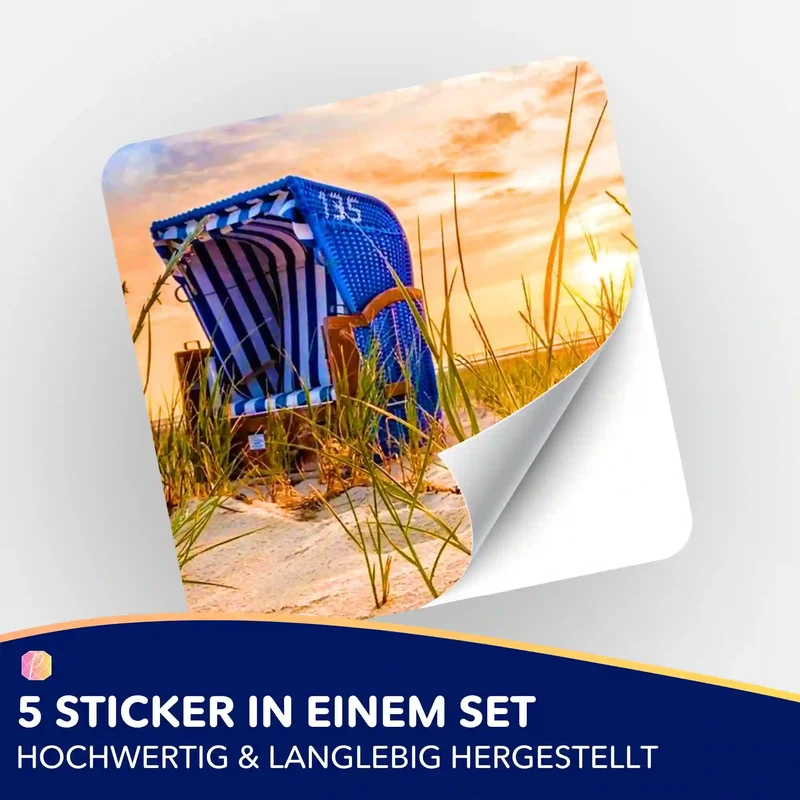 Aufkleber 5er-Set - Relaxtime am Strand