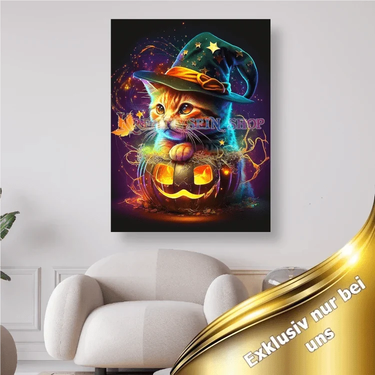 Katze mit Zauberhut - 5D DIY Diamond Painting