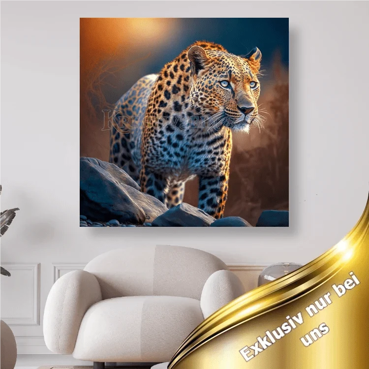 Leopard in Lauerstellung - 5D DIY Diamond Painting