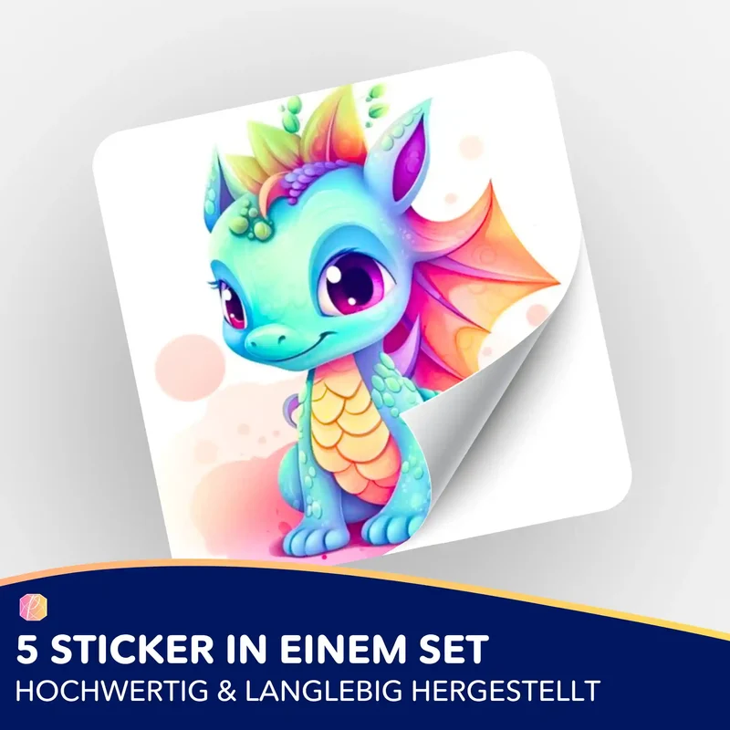 Aufkleber 5er-Set - Color Dragon