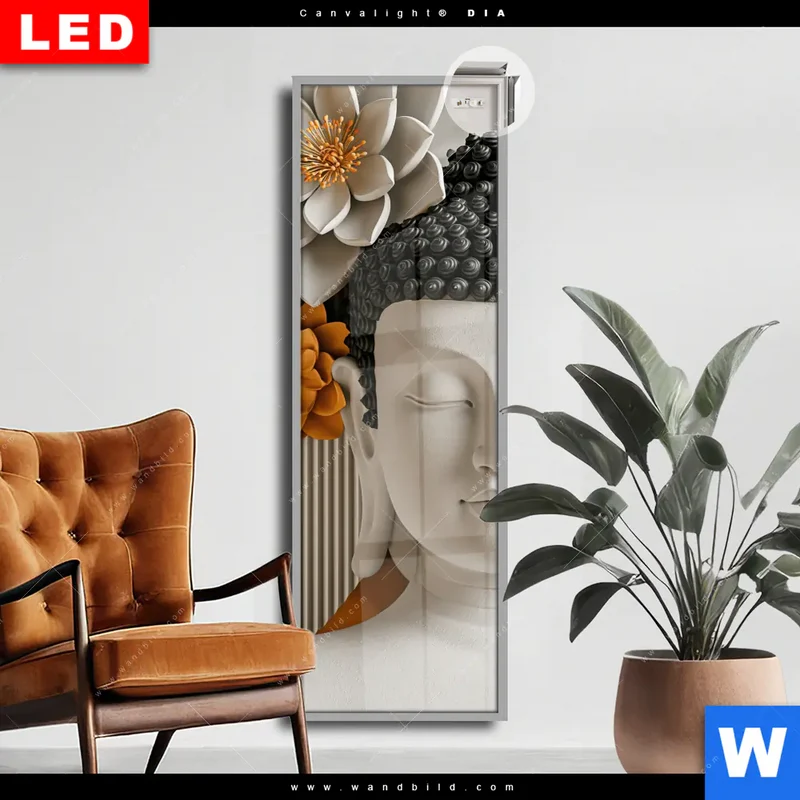 Leuchtbild Acrylglas Canvalight® DIA | Buddha - Zen & Lotus | Schmal