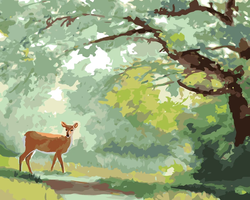 Diamond painting - HIRSCHKUH AUF EINEM WALDWEG (D. RUSTY RUST)