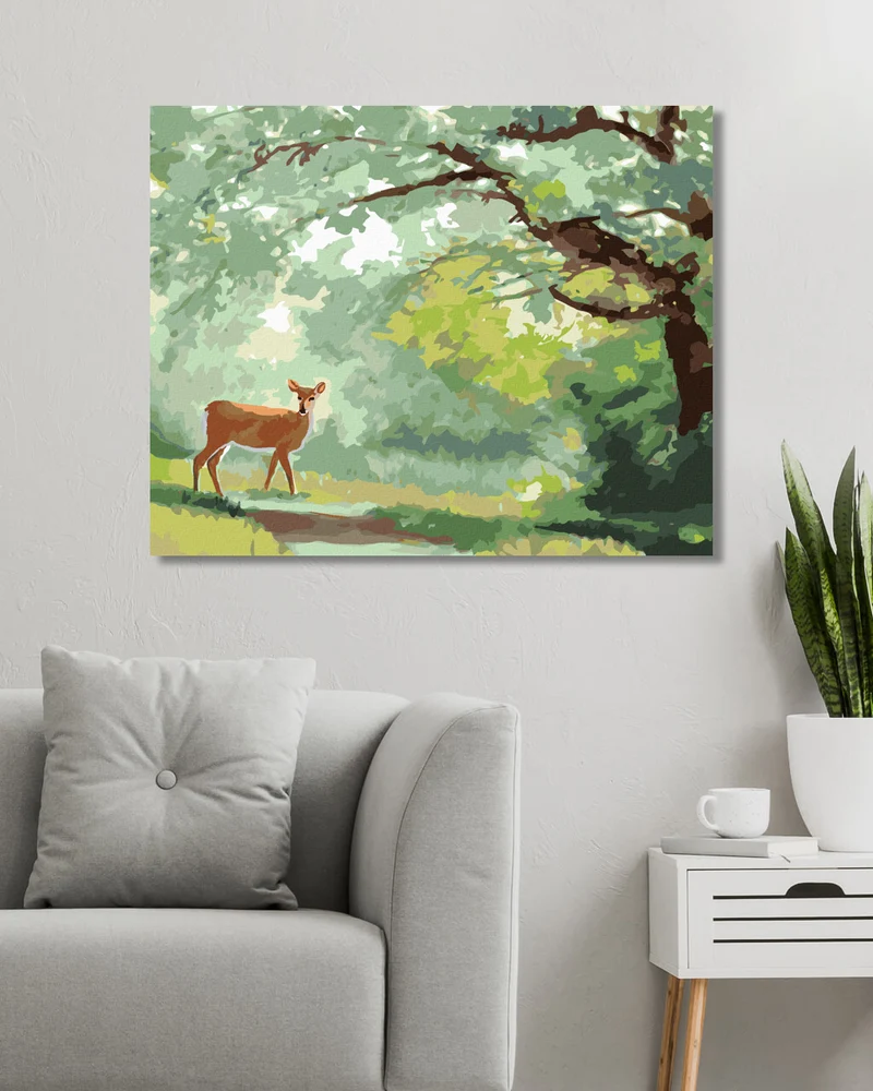 Diamond painting - HIRSCHKUH AUF EINEM WALDWEG (D. RUSTY RUST)