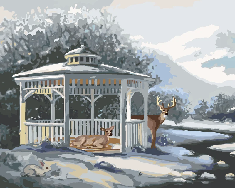 Diamond painting - HIRSCHKUH UND HIRSCH IN EINER GARTENLAUBE (D. RUSTY RUST)