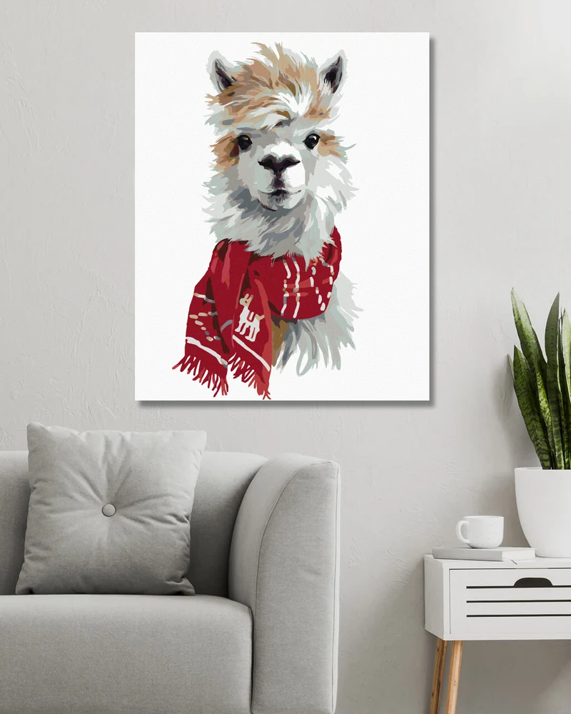 Diamond painting - LAMA MIT ROTEM HALSTUCH