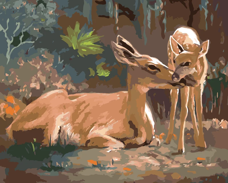 Diamond painting - LIEGENDE RICKE UND KITZ (D. RUSTY RUST)