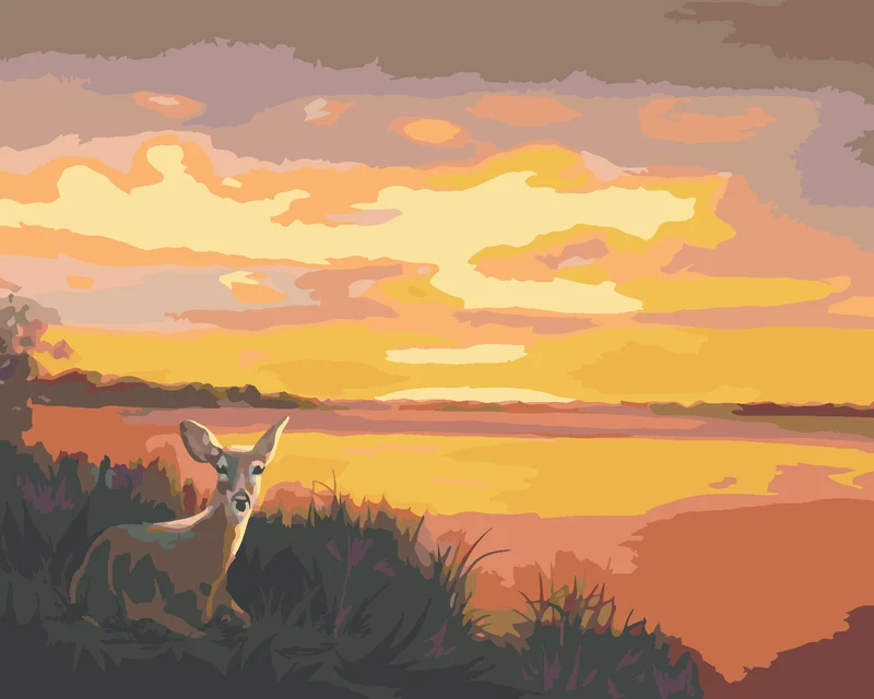 Diamond painting - LIEGENDE RICKE UND SONNENUNTERGANG (D. RUSTY RUST)