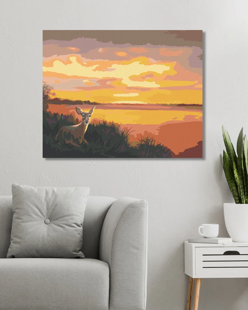 Diamond painting - LIEGENDE RICKE UND SONNENUNTERGANG (D. RUSTY RUST)