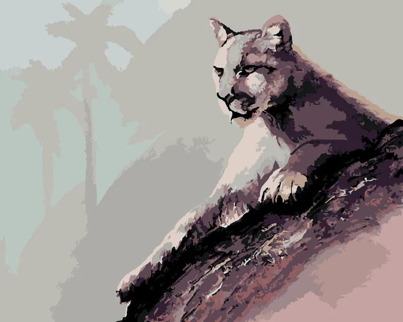 Diamond painting - LIEGENDER PUMA (D. RUSTY RUST)
