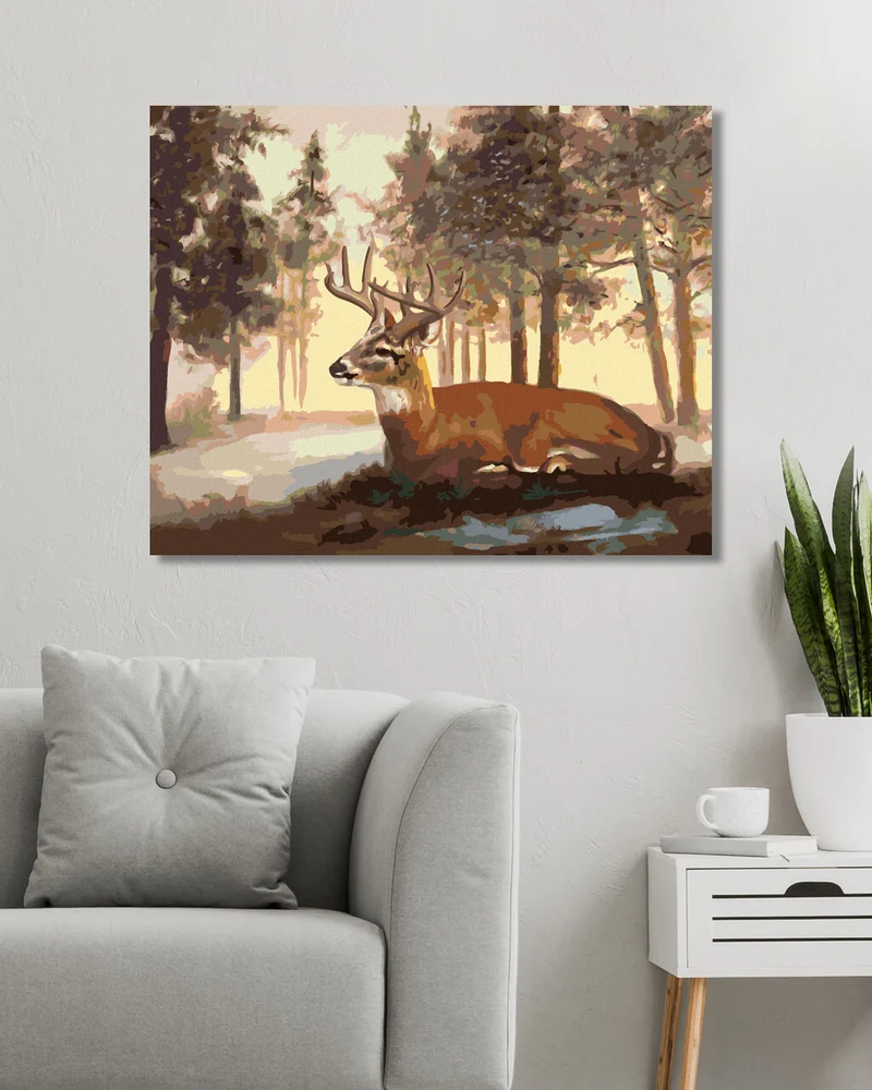 Diamond painting - LIEGENDER HIRSCH UND WINTERLANDSCHAFT (D. RUSTY RUST)