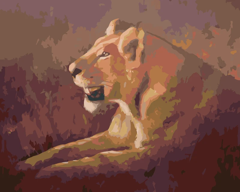 Diamond painting - LIEGENDE LÖWIN (D. RUSTY RUST)