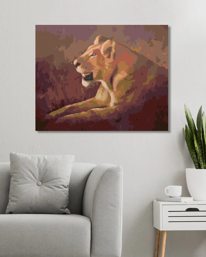 Diamond painting - LIEGENDE LÖWIN (D. RUSTY RUST)