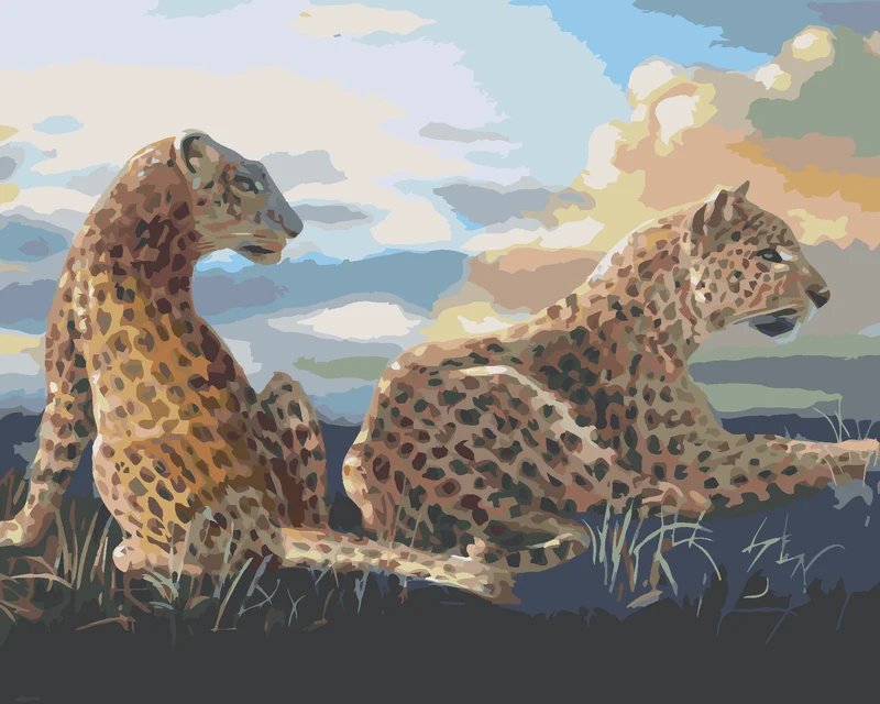 Diamond painting - LIEGENDER LEOPARD (D. RUSTY RUST)