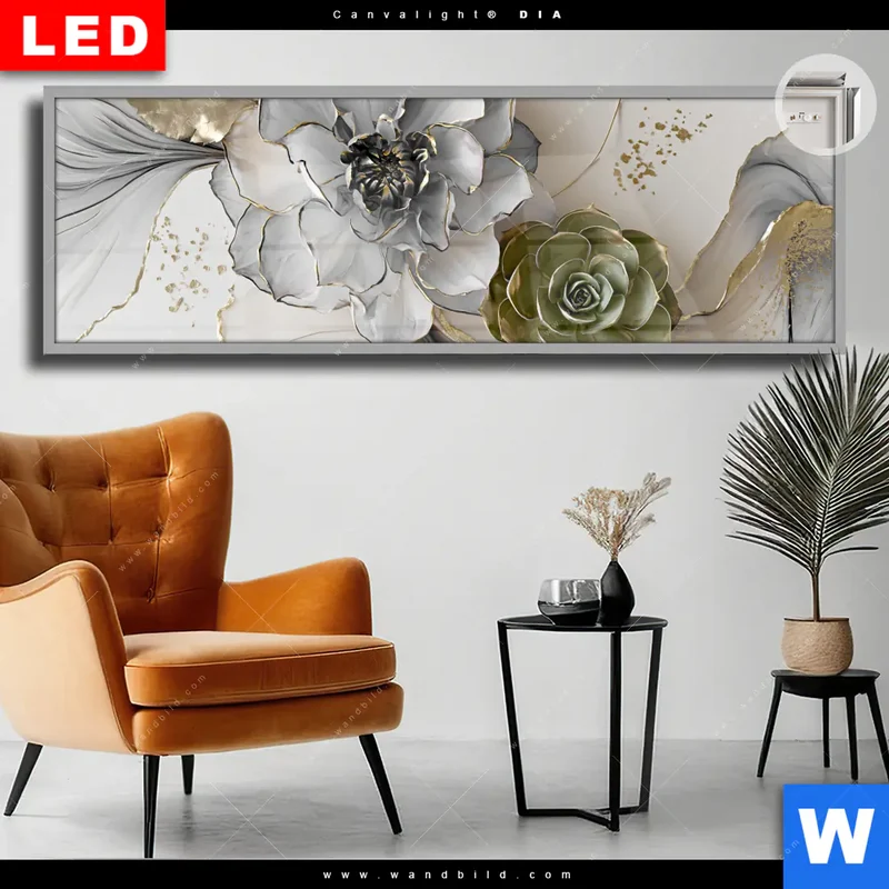 Leuchtbild Acrylglas Canvalight® DIA | Fluid Art - Sukkulentenblüten | Panorama