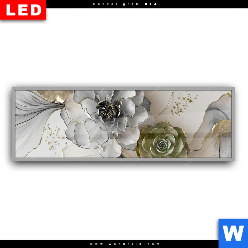 Leuchtbild Acrylglas Canvalight® DIA | Fluid Art - Sukkulentenblüten | Panorama