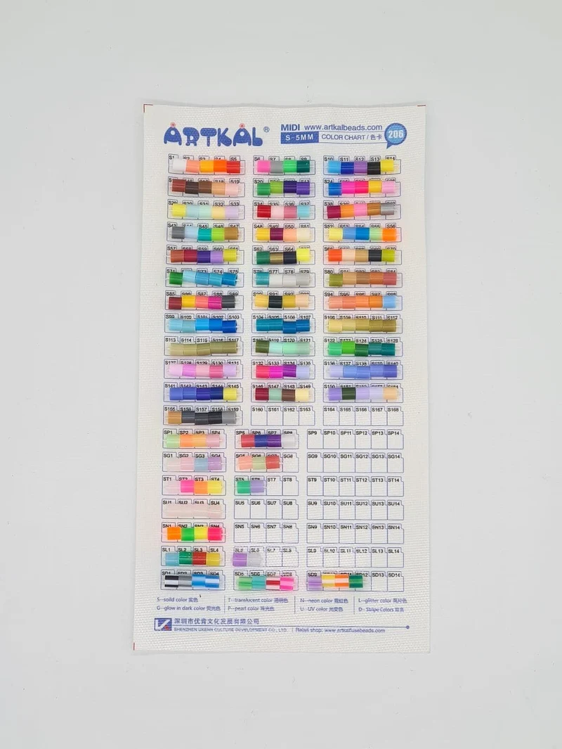 Artkal MIDI Farbkarte – Übersicht für 5,0 mm Bügelperlen