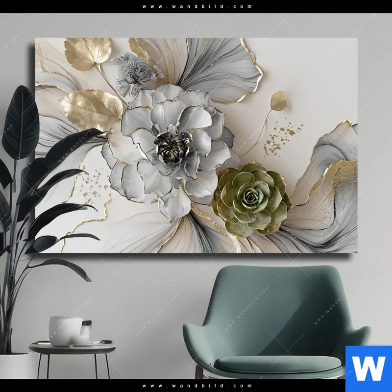 Leinwandbild | Fluid Art - Sukkulentenblüten | Querformat
