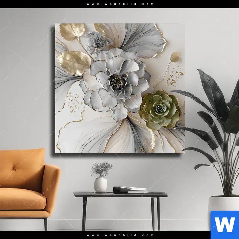 Leinwandbild | Fluid Art - Sukkulentenblüten | Quadrat
