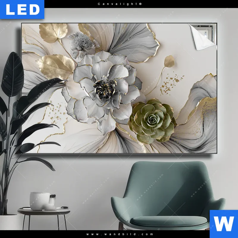 Canvalight® Leuchtbild | Fluid Art - Sukkulentenblüten | Querformat