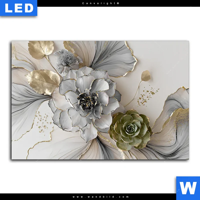 Canvalight® Leuchtbild | Fluid Art - Sukkulentenblüten | Querformat