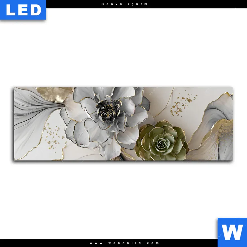 Canvalight® Leuchtbild | Fluid Art - Sukkulentenblüten | Panorama
