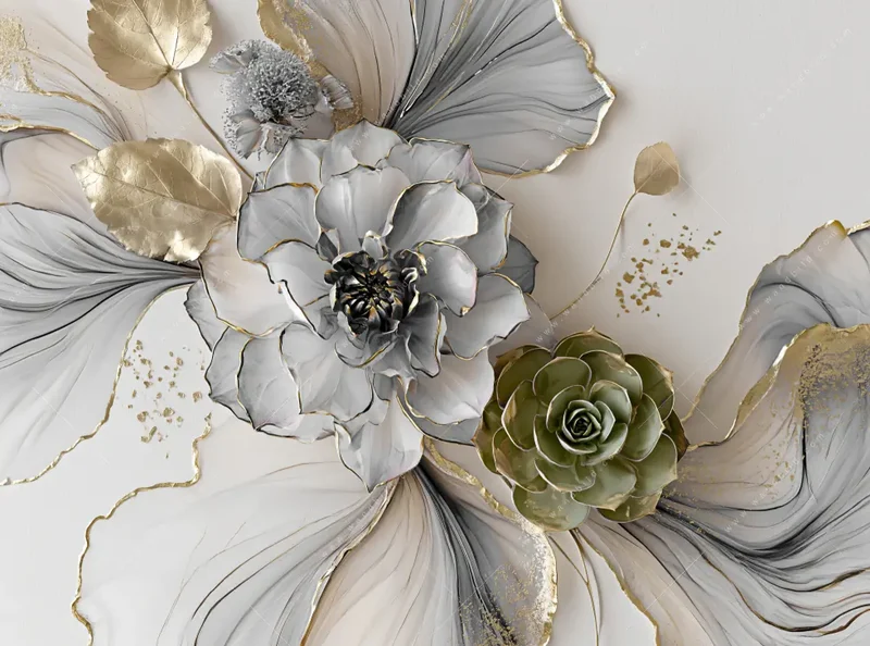 Acrylglasbild | Fluid Art - Sukkulentenblüten | Quadrat