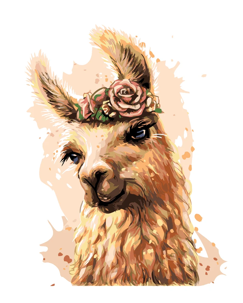 Diamond painting - LAMA MIT BLUMEN