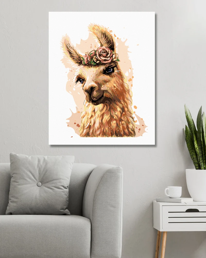 Diamond painting - LAMA MIT BLUMEN