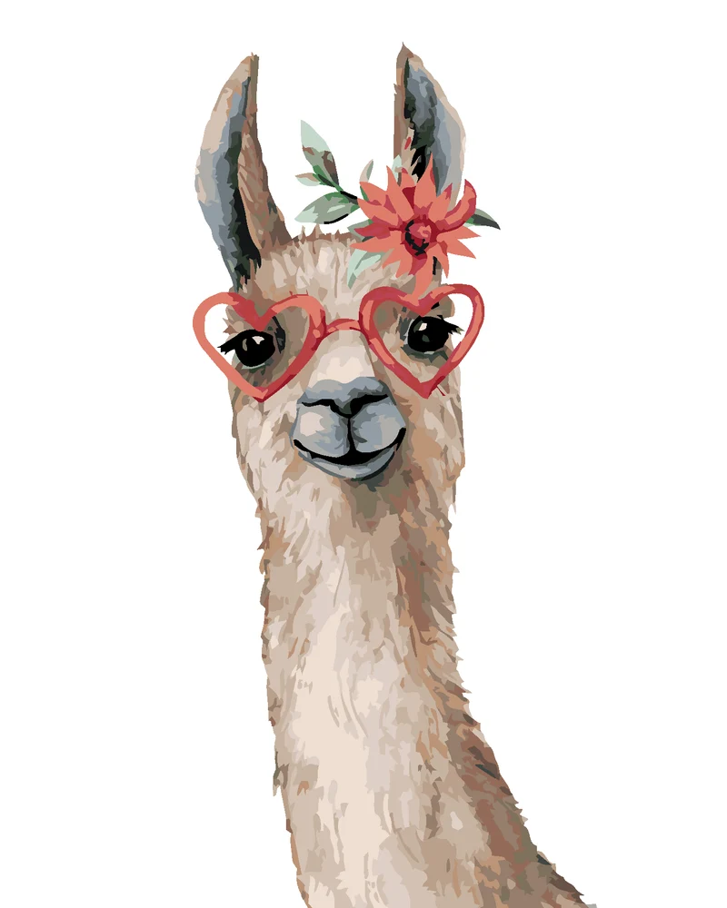Diamond painting - LAMA MIT BRILLE