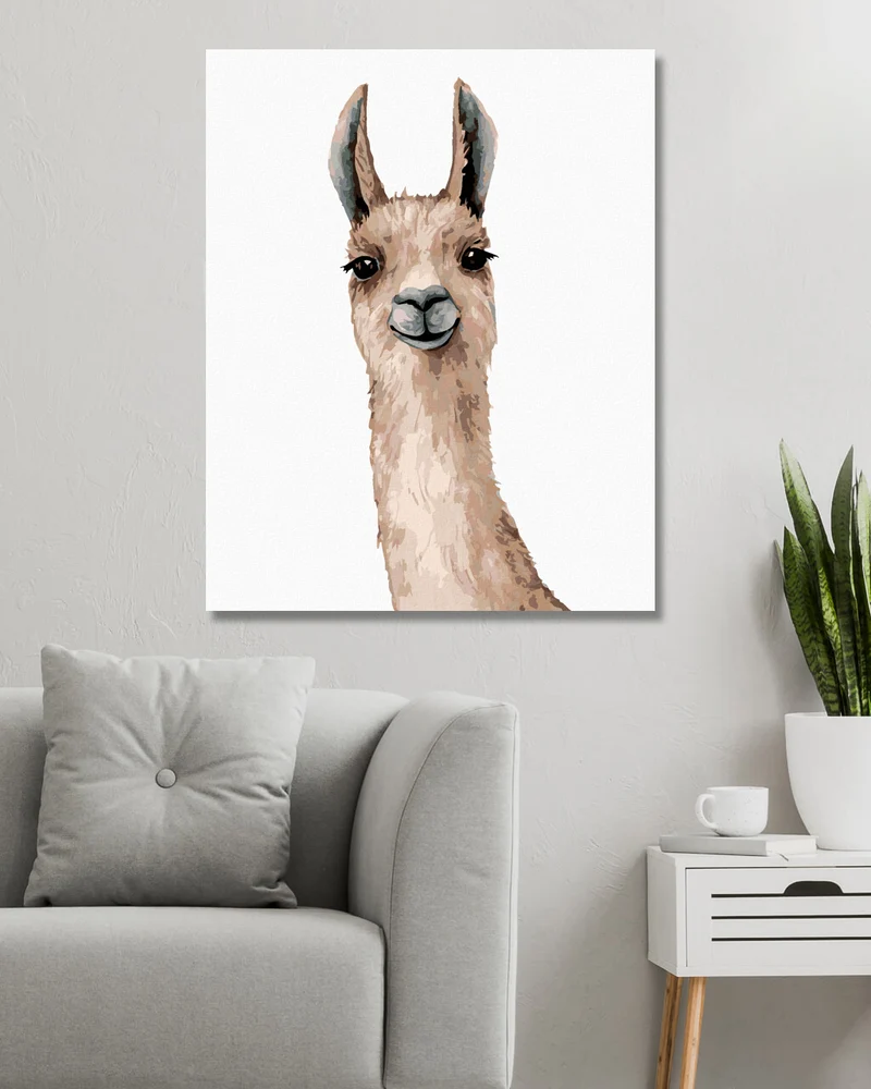 Diamond painting - LAMA AUF WEISSEM HINTERGRUND