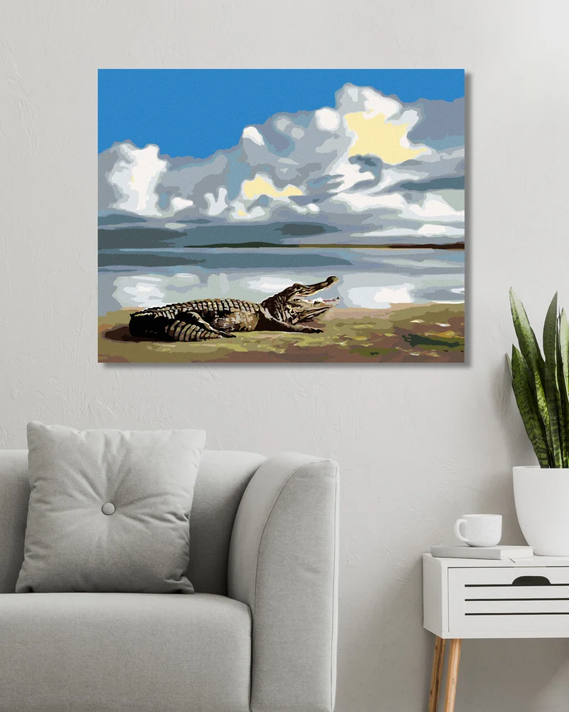 Diamond painting - LIEGENDER ALLIGATOR UND HIMMEL (D. RUSTY RUST)