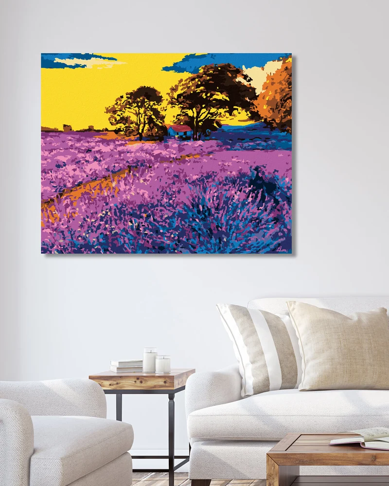 Diamond painting - LAVENDELFELD MIT BÄUMEN