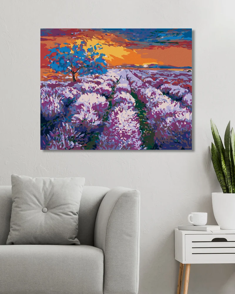 Diamond painting - LAVENDELFELD BEI SONNENUNTERGANG II