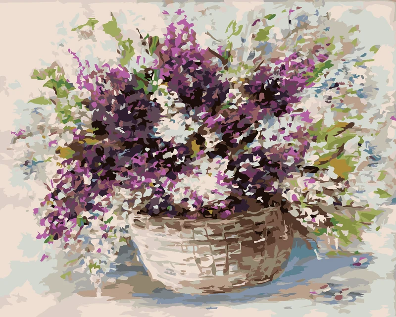 Diamond painting - LAVENDEL IM WEIDENKORB