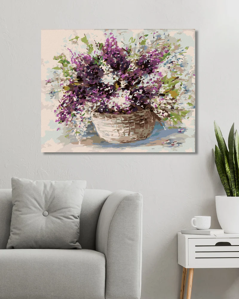Diamond painting - LAVENDEL IM WEIDENKORB