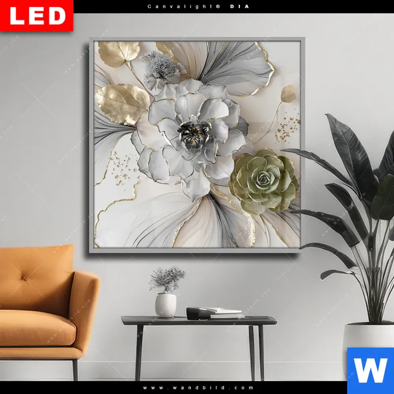 Wechselmotiv Acrylglas Canvalight® DIA | Fluid Art - Sukkulentenblüten | Quadrat