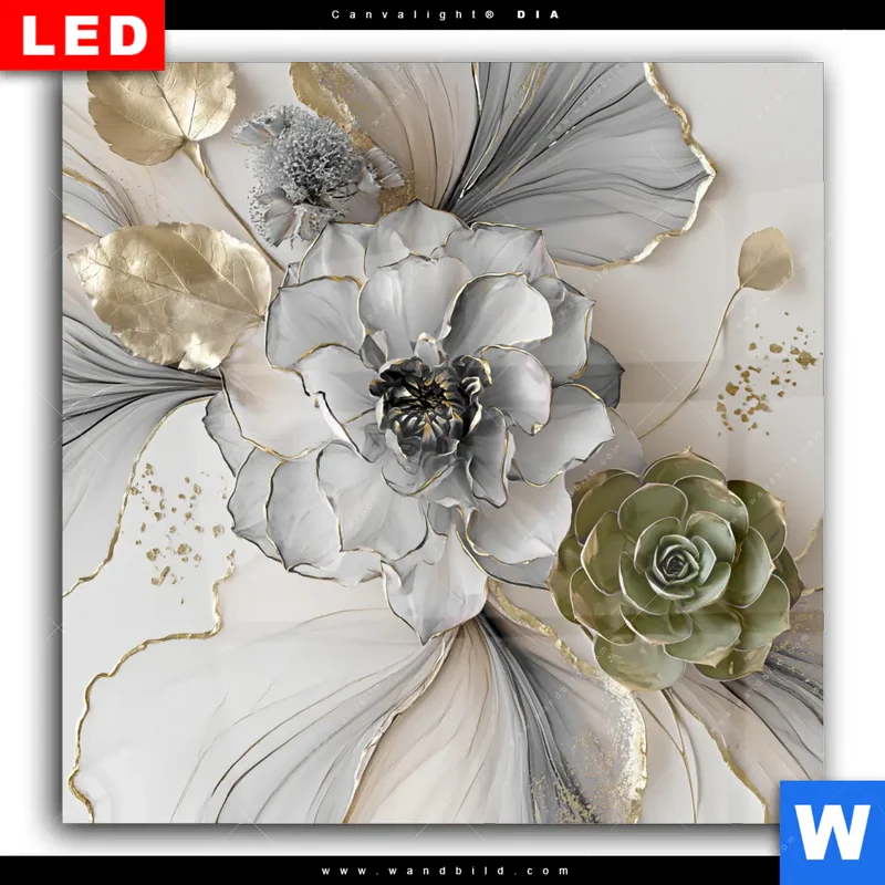 Wechselmotiv Acrylglas Canvalight® DIA | Fluid Art - Sukkulentenblüten | Quadrat