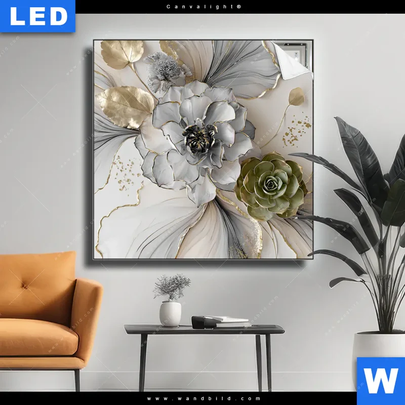 Canvalight® Leuchtbild | Fluid Art - Sukkulentenblüten | Quadrat