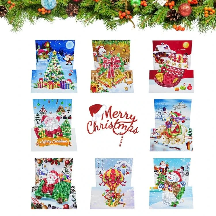 Diamond Painting Weihnachtsgrußkarten (8x) – DIY Karten Set